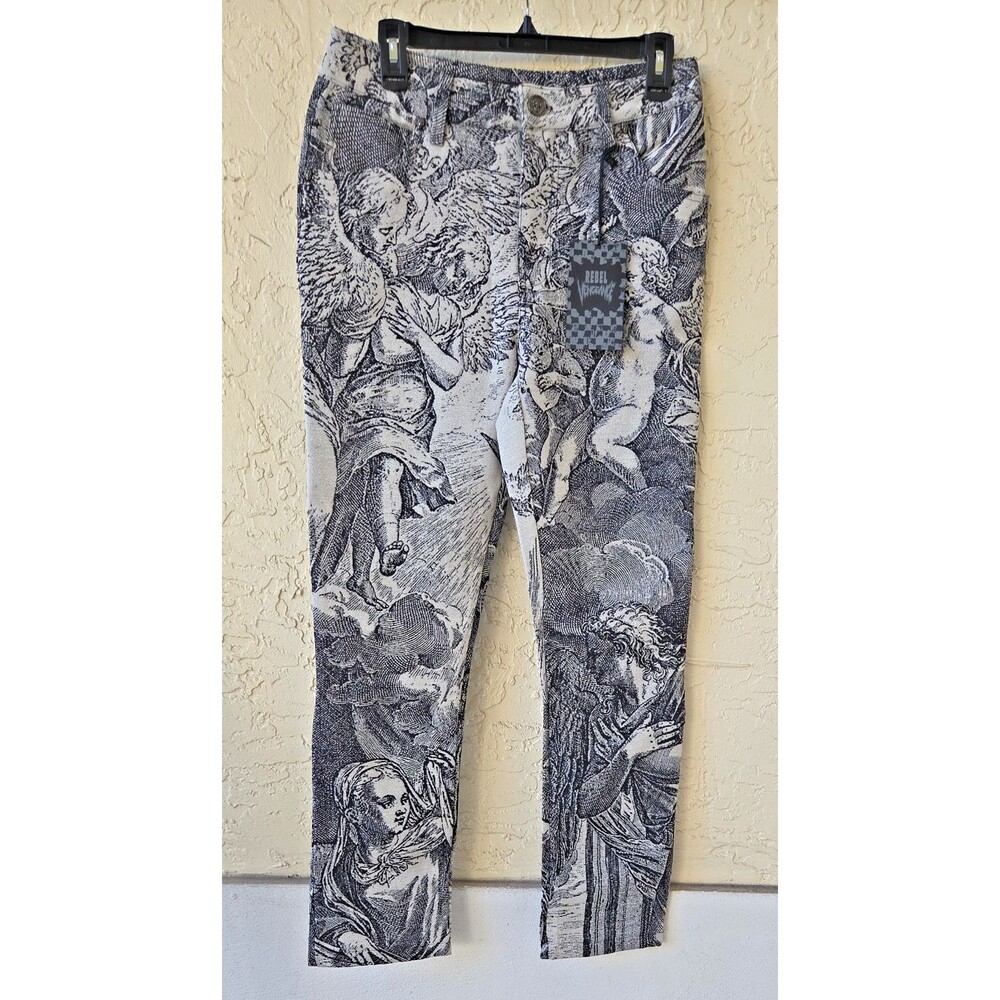 Rebel Vengeance Cherub Angel Tapestry Pants 28 X 31 Baroque Ren Fest Goth Punk
